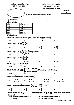 Đề kiểm tra 1 tiết môn Giải tích 11